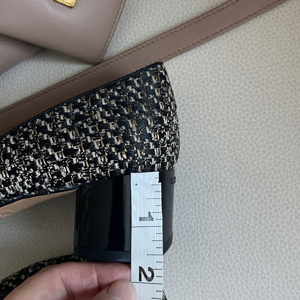 Franco Sarto Natalia Pump Black and Gold Tweed Shoes - Picture 11 of 11